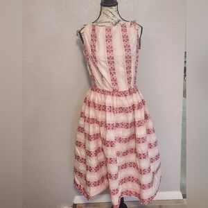 Vintage 1950s Red and White Patterned Sun Dress